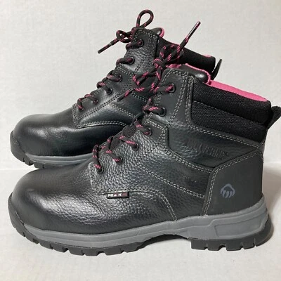 Botas Wolverine F2413-18 Peak de cuero con cordones para mujer talla 9 1/2 M, negras Foto 1 de 4