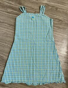 OshKoshbgosh Girls Medium 8/10 Vintage Dress Blue Green Plaid