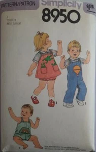 Vintage Simplicity 8950 Toddler Overalls Jumper Panties Shirt UNCUT W/TRANSFER - Picture 1 of 1