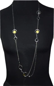 Silpada Two Tone 925 Sterling Silver Station Infinity Loop Long Double Necklace - Picture 1 of 6