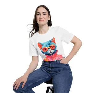 Retro Blue Cat T-Shirt, American Patriotic Shirt, Unisex, Short Sleeve Jersey - Picture 1 of 56