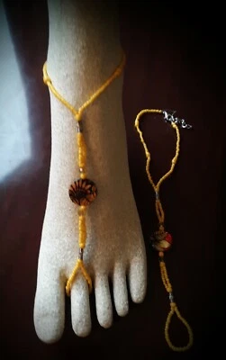 Juego de 2 sandalias descalzas de vidrio.. vidrio floral amarillo/naranja ENVÍO GRATUITO Foto 1 de 4