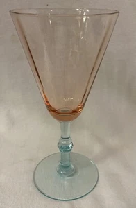 Fondale Pink and Blue Goblet Set of 3 Morgantown Glass Company - Picture 1 of 2