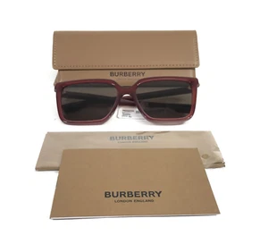Burberry Sunglasses B4411-D 4022/73 Red Oversized Square Brown Lenses 57-17-140 - Picture 1 of 13