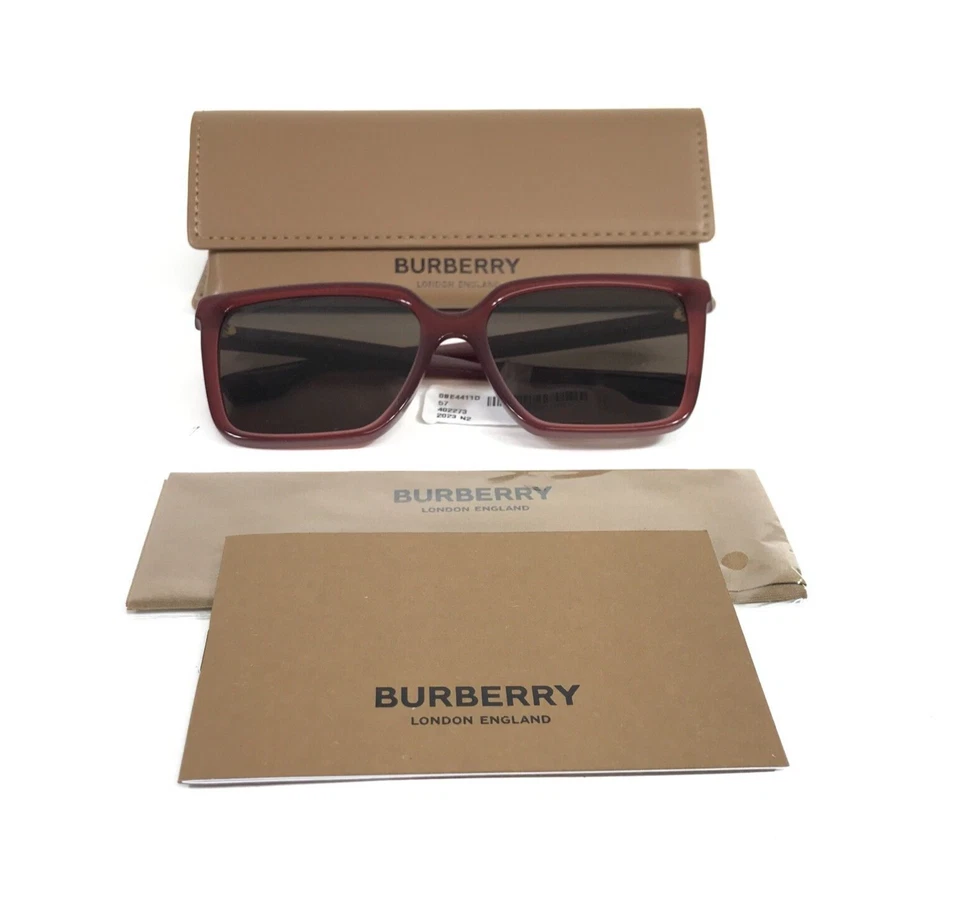 Gafas de sol Burberry B4411-D 4022/73 rojas de gran tamaño cuadradas marrones lentes 57-17-140 Foto 1 de 4