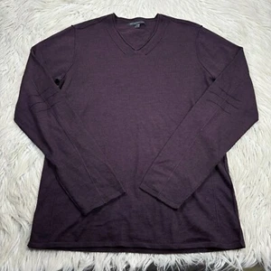 Suéter Pullover John Varvatos Para Hombre M Púrpura Berenjena Cuello en V Mezcla Merino - Imagen 1 de 7
