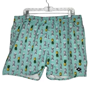 Sperry Pineapple Print Swim Trunks Mens Size XL Turquoise - Picture 1 of 9