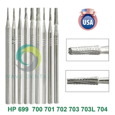US Wave Dental Carbide Straight Surgical Bur HP699 701 702 703L Low Speed 44.5mm - Image 1 of 4
