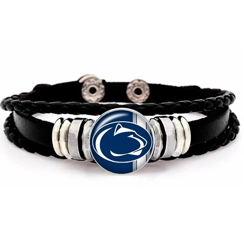 Pennsylvania Penn State University Nittany Lions Black Mens Leather Bracelet D14 Cover