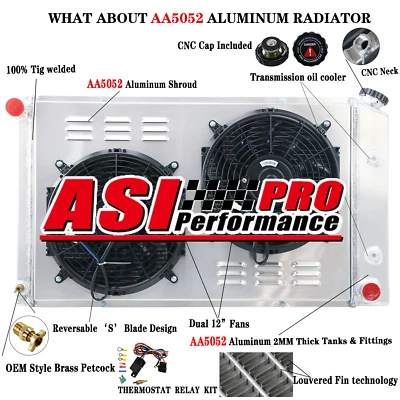 ASI 3ROW Radiator Shroud Fan Fit 1970-1981 1979 Pontiac Firebird 3.8L-6.6L I6 V8 - Image 1 of 4