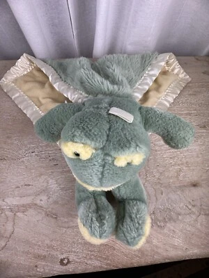 My Banky Frog PADDY Green Satin Edge Yellow Plush Backing Security Blanket lovey - Image 1 of 4