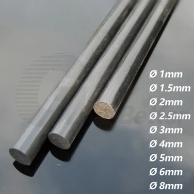 Solid Pultruded Carbon Fibre Tubes Rods Strips Bar RC Model 1/1.5/2/3/4/5/6/8mm - Image 1 of 4