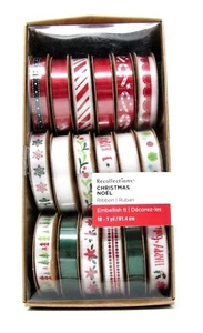 Recollections Lot 18 Spools Ribbon 3/8" x 1 yard each 18 yards total Christmas - Picture 1 of 3