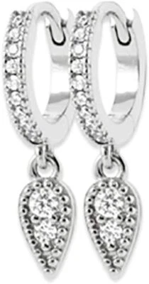 Creole In Argento 925/000 Rodio E Zirconio - Pendenti A Forma Di Gocce - Immagine 1 di 4