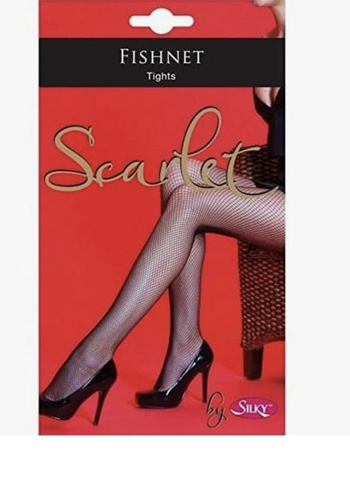 Silky Scarlet Fishnet Tights Black Large