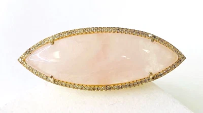 Удлиненное кольцо HSN с раритетами из стерлингового розового кварца маркизы и белого топаза размер 6 - Изображение 1 из 4