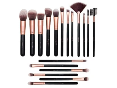 Pennelli Trucco oro Rosa 18 Pezzi Pennelli Trucco Premium Set Viso e Occhi - Immagine 1 di 4