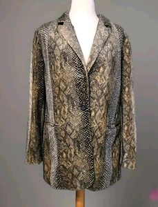 Harve Bernard Python Snake Print Velvet Blazer Jacket Sz 14 Fully Lined Vtg 90s - Picture 1 of 17