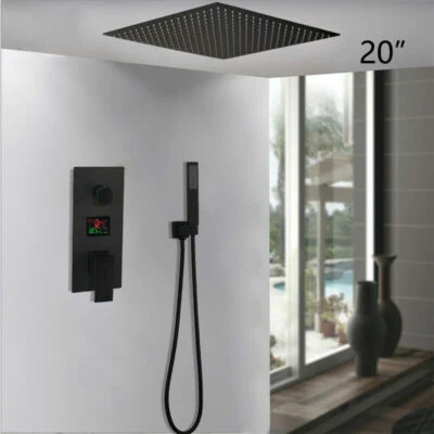 Ceiling Mounted 20" Square Shower Head Black 2-way Digital Mixer Hand Shower Tap - Image 1 of 4