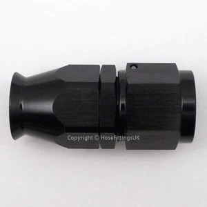 PTFE TEFLON® AN-6 6AN BLACK JIC Straight Swivel Fuel Oil Braided Hose Fitting - Picture 1 of 1