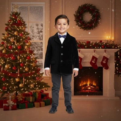 Baby Gap Toddler Boy 4 Years Black Velvet Blazer Three Button Special Occasion - Image 1 of 4