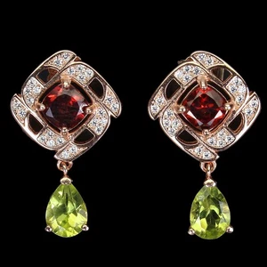 Unheated Pear Green Peridot 7x5mm Gems Simulated Cz 925 Sterling Silver Earrings - Picture 1 of 14