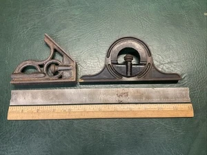 Union Tool Co. Combination Square & Protractor Head w/ 12” Rule Machinist USA - Picture 1 of 15