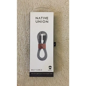 Native Union Belt 4' Braided 3.5mm Aux Audio Cable - Zebra - Picture 1 of 2