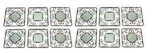 Decorative Scroll Distressed Finish Square Accent Mirrors Set of 12 - Picture 1 of 5