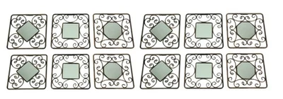 Decorative Scroll Distressed Finish Square Accent Mirrors Set of 12 - Image 1 of 4
