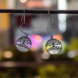 NWT Sterling Silver MOP Tree Earrings - Picture 1 of 7