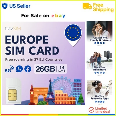 SIM Card with 26GB Data 4G/5G for Travel Use in All  Countries - Image 1 of 4