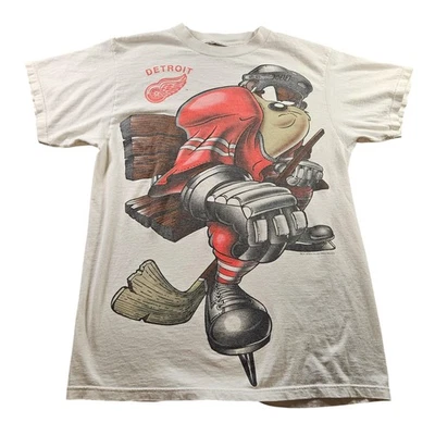 Vintage Detroit Red Wings Shirt Mens Large NHL Hockey Looney Tunes Taz 90s - Image 1 of 4