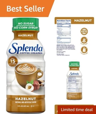 Enjoy Light Hazelnut Flavor - Sugar Free & Low Calorie Coffee Creamer 8 Fl Oz