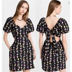 Mini Vestido Solero Banjanan Julia Folk Floral Ónix Algodón Popelina Talla Grande - Imagen 1 de 6