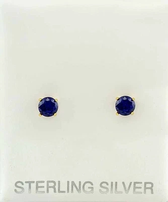 正品 0.50 克拉蓝宝石耳钉 925 纯银 — 第 1/4 张图片