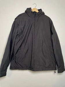 Chaps Heavy Coat Men's XL Black Full Zip Hoodie Fleece Lined Drawstring - Picture 1 of 10
