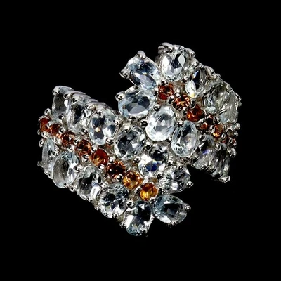 925 Sterling Silver Ring Oval Aquamarine Sapphire Natural Gemstone Jewelry Sz 8. - Image 1 of 4