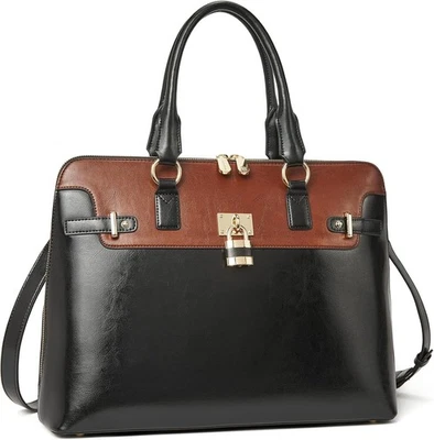 BOSTANTEN Maletín para Mujer Cuero 15.6 pulgadas Laptop K-nuevo Negro Con Marrón  Foto 1 de 4