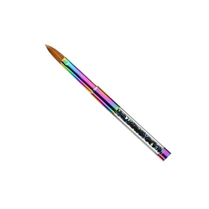 Cepillo de uñas redondo acrílico para cabello Kolinsky tamaño 7 mango de cristal arco iris sable - Imagen 1 de 28