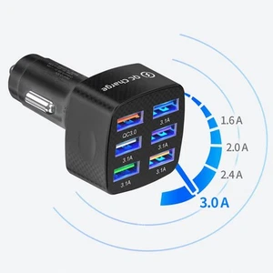 6 Port USB QC3.0 Car Charger Fast Charging Mobile Phone Quick Charge For iPhone - Picture 1 of 14