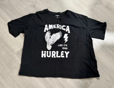 Camiseta corta para mujer Hurley camiseta negra talla mediana America Eagle Like It’s 1999 Foto 1 de 4