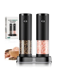 Electric Salt and Pepper Grinder Set Automatic Battery Pepper Mill Shakers Ad... - Picture 1 of 7
