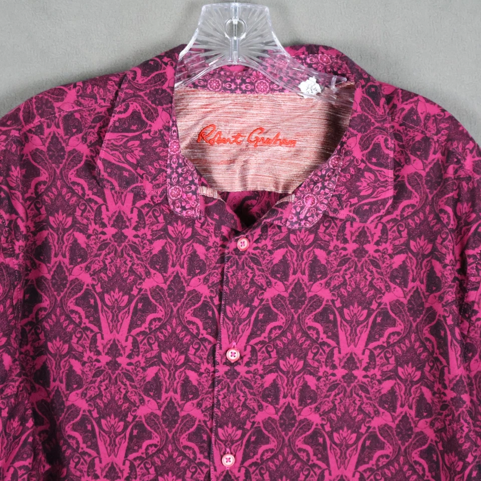 Camisa Robert Graham Para Hombres 3XL Púrpura Floral Cachemira Abstracto Calce Clásico Foto 1 de 4