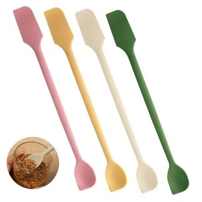 4 Piezas Tarro Espátula Largo Mini Espátulas de Silicona Espátulas de Doble Extremo para Cocina  Foto 1 de 4