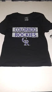 New Colorado Rockies Baseball Sparkly Glittery V-Neck T-Shirt Girls Size XS 4/5 - Picture 1 of 4