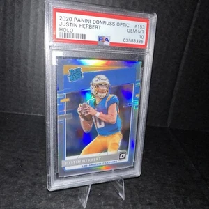 JUSTIN HERBERT 2020 DONRUSS OPTIC #153 HOLO SILVER PRIZM ROOKIE RC PSA 10 GEM MT - Bild 1 von 8