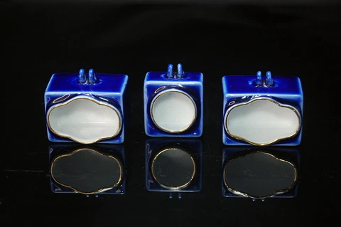 Collectable Hand-Paint Color Glazed Porcelain Feeders for Bamboo Bird Cage Cover