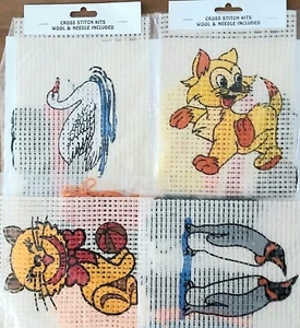 Cross Stitch Kits x 4 for all ages above 5 years  Wool and Blunt Needle included - Picture 1 of 6