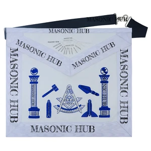 Delantal Masonic Past Master Tools - Piel de cordero e hilos de seda - Bordado a mano - Imagen 1 de 7